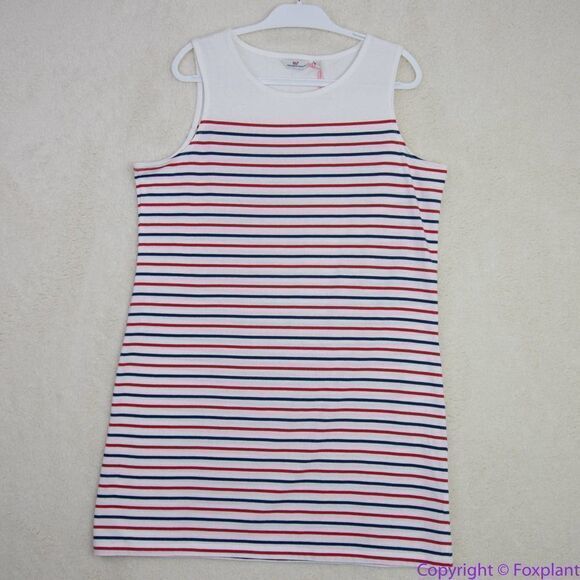 NEW Vineyard Vines 100% cotton Striped NANTUCKET Shift‎ DRESS, L - Picture 1 of 16